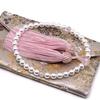 Eizen Nenjuya Women's Rosary, Shell Pearl [Nishijin-ori, Includes Rosary Bag], Natural Shell Core, Artificial Silk Tassel, Pink Rose Quartz, Suitable
