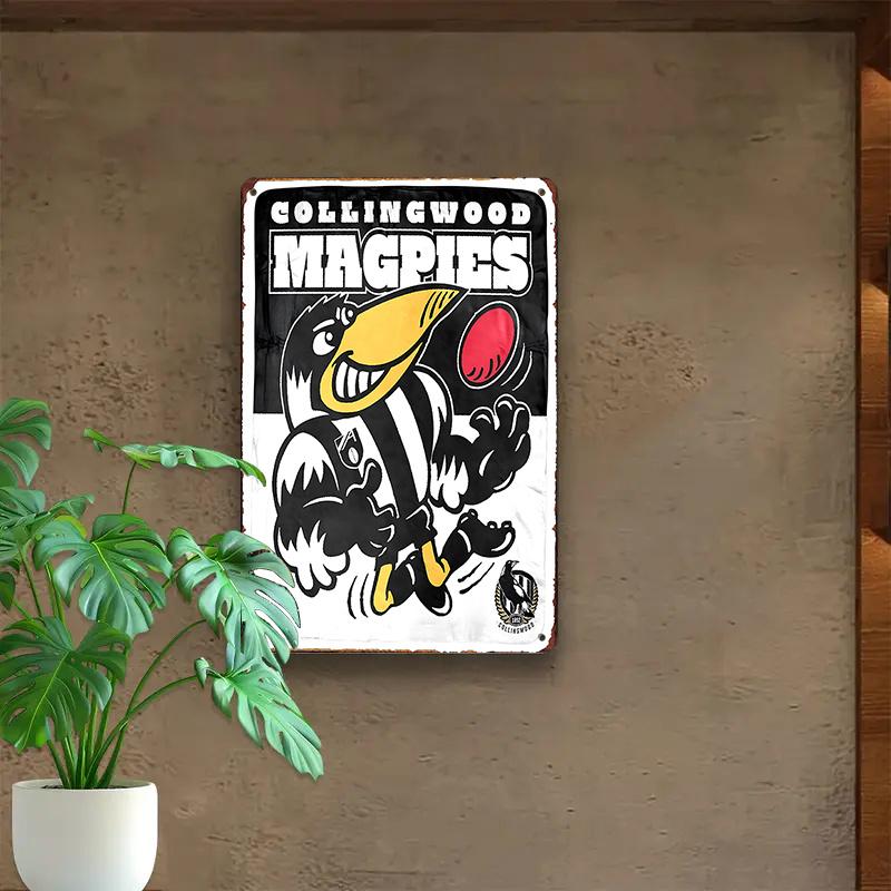 

Collingwood Magpies AFL Футбольный клуб Винтажная металлическая жестяная табличка 8x12 Ретро Настенное искусство Железный материал для Университета 20x30cm（7.8x11.8inch）