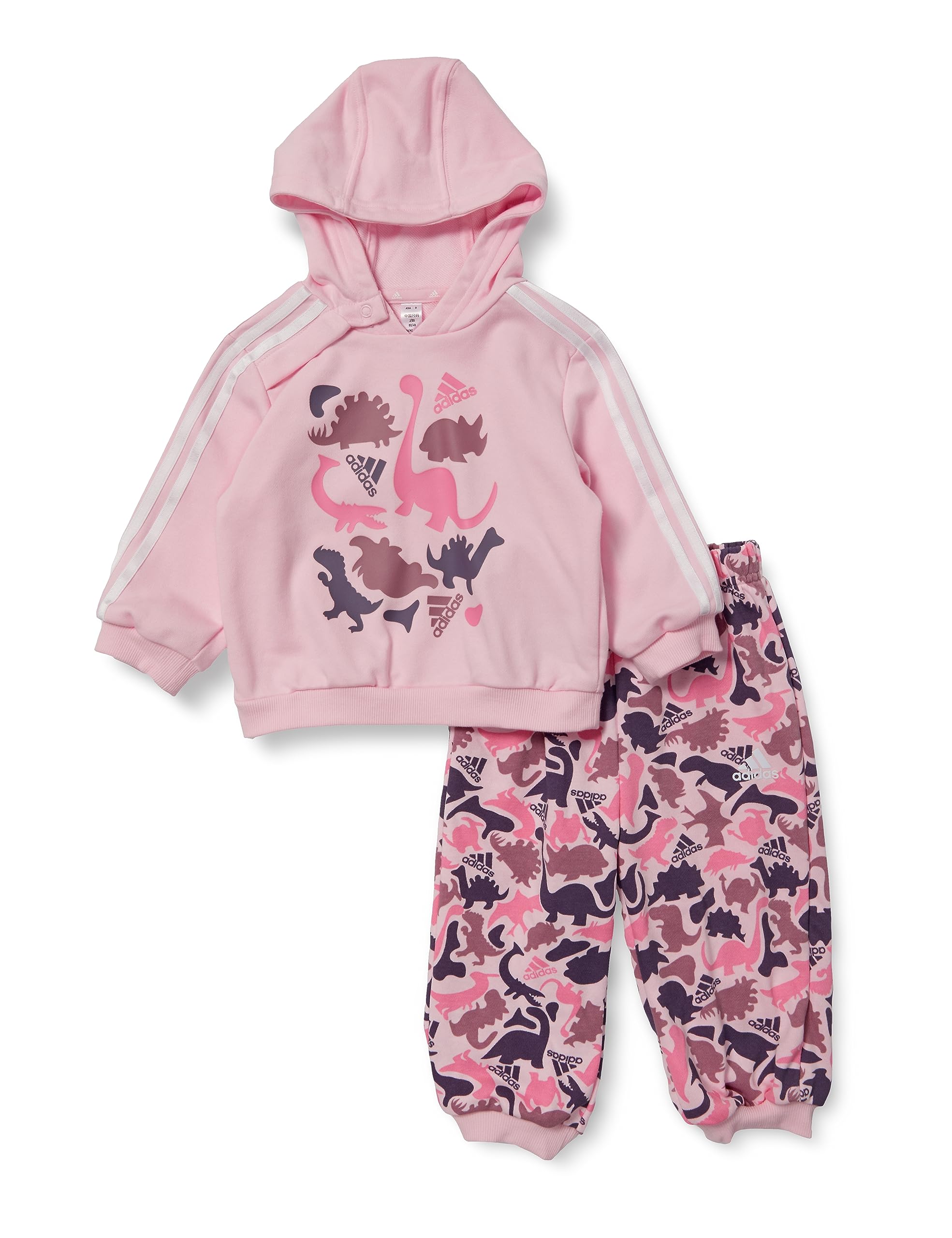 

Верхний и нижний комплект для детей с принтом Dino Camo Allover, комплект из французского трикотажного трикотажа EUR86, прозрачный [Adidas], розовый/белый (ИК8330) J/70