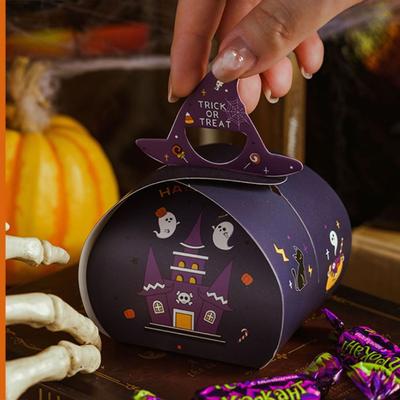 5pcs/bag Ghost Pumpkin Pattern Halloween Candy Box Card Paper Empty Box Gift Packaging Box Easy To Assemble Exquisite