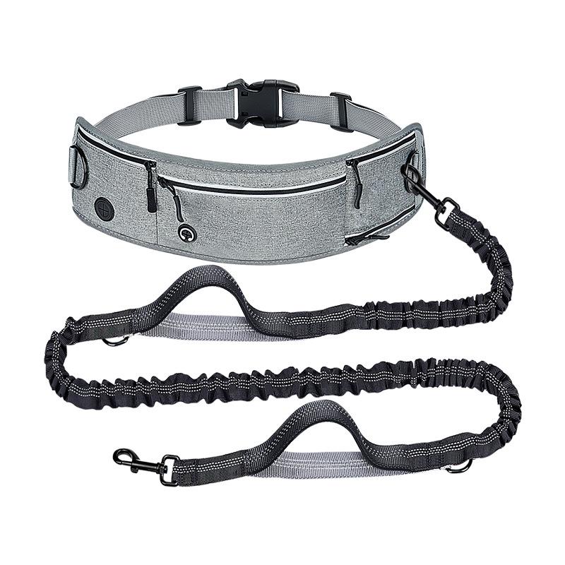 

Anti Pull Dog Leash Reflective Nylon Retractable Running Waist Pack Multi Functional Pet Walking Belt pet dog accessories серый