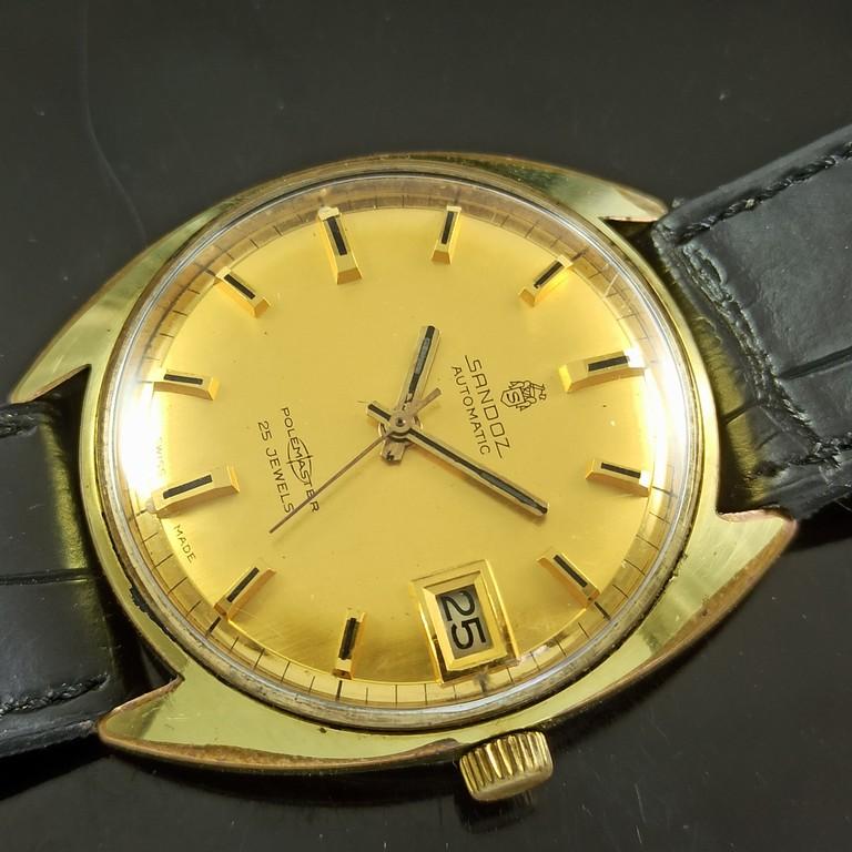 USED VINTAGE SANDOZ POLEMASTER AUTOMATIC 25J SWISS MENS DATE WATCH a000018-2