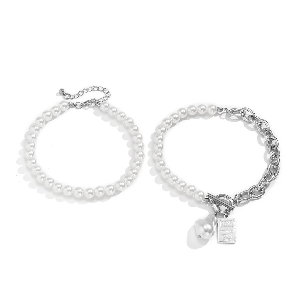 Wholesale Summer Beach Collection Vintage Bohemia Pearls Coins Pendants 2pc Set Women Ankle Bracelets