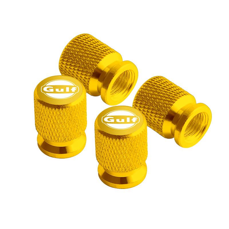 4pcs Metal For GULF Badges Jaguar Land Rover Skoda Seat Hyundai Volvo Peugeot Car Wheel Tire Valve Caps Covers Accessories