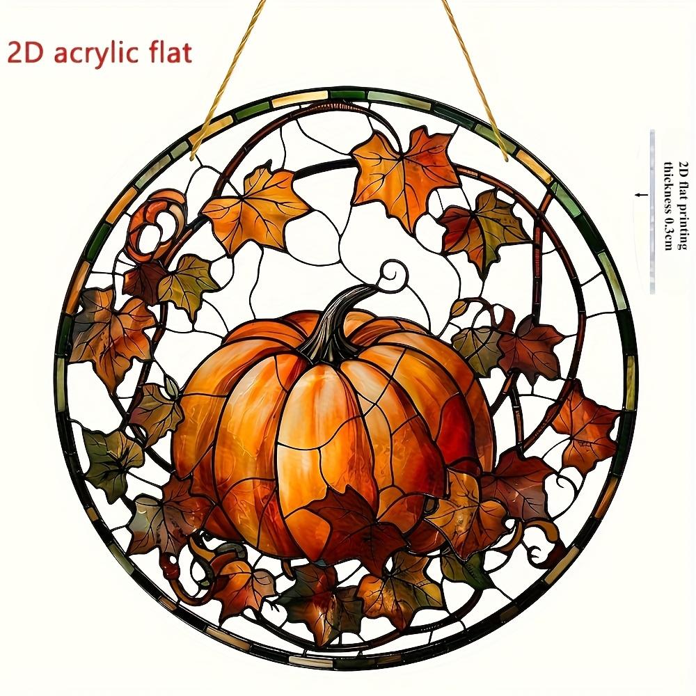 2D Flat, Halloween Pumpkin Sun Catcher, Acrylic Stained Plastic Window Ornaments, Holiday Wall and Porch Decorations, Gifts for Friends and Family