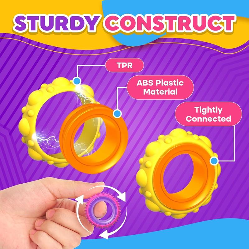 Fidget Toys Sensory Rings - Finger Spinner Texture Stress Toys For  Calming Fun Classroom Prizes Stocking Stuffers For 12+