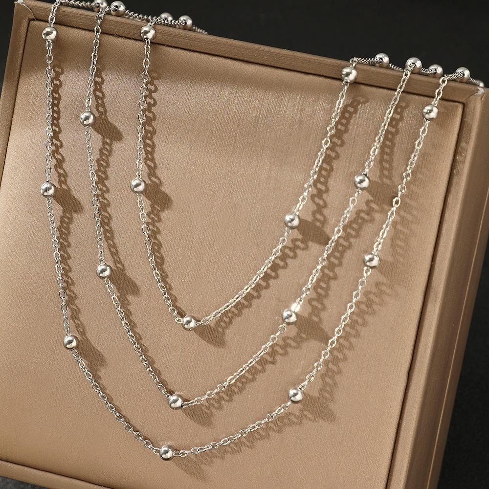 Hot Selling Trendy Three Layered Necklace Bohemian Style Bean Necklaces Exquisite Immortal Qi Stainless Steel Tassel Jewelry
