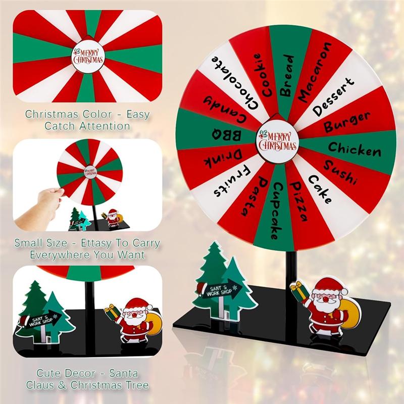 

A25F-For Prizes Dry Erase Spinner Spin The Wheel Christmas, With Stand, Tabletop Roulette Wheel For Gifts