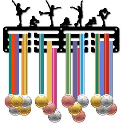 Metal Wall Medal Display Rack for Sports Awards Ice Skating Swimming Gymnastics Running Badge Holder Iron Decor 11.4x5.1 Inch Black