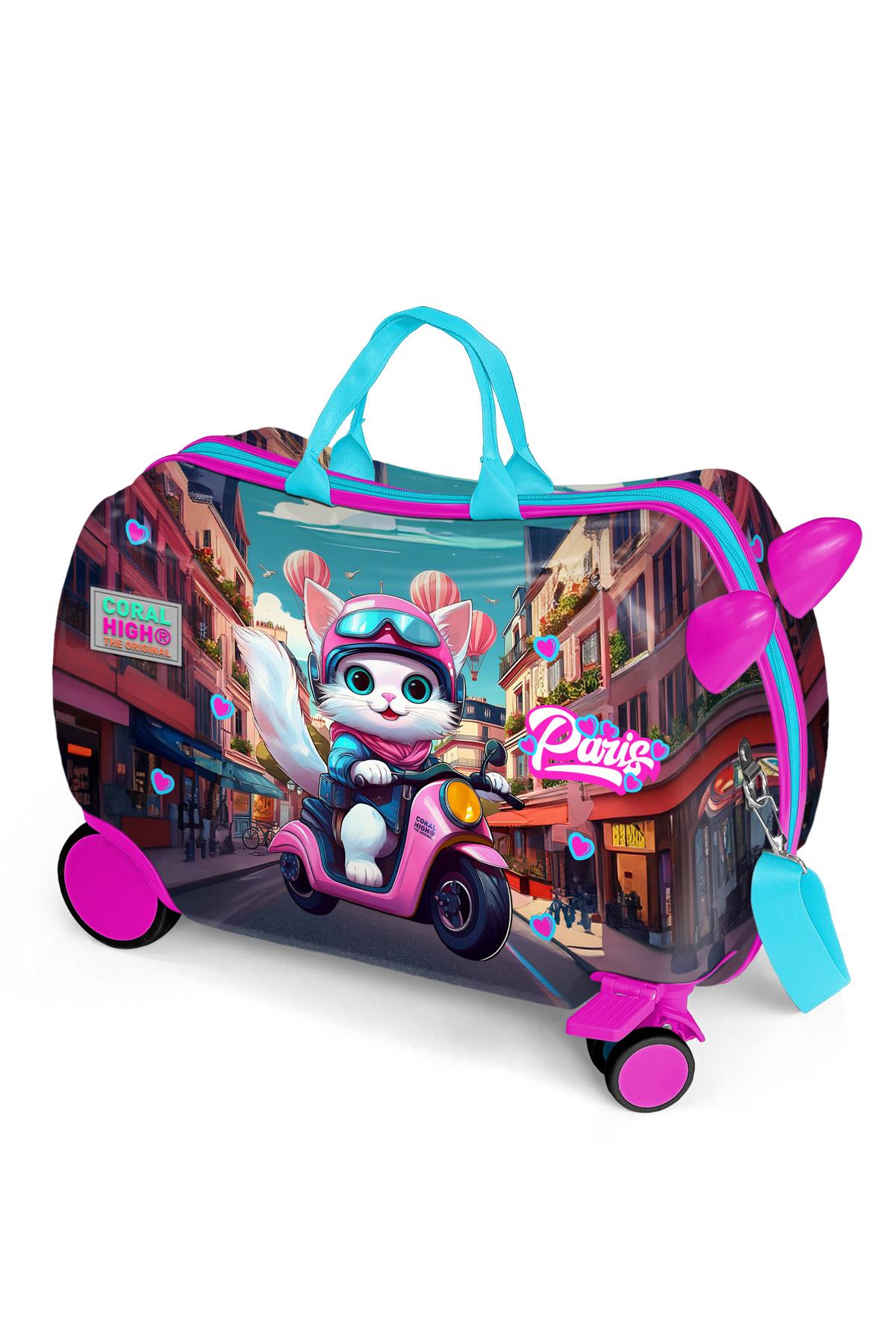 

Дитяча валіза Coral High Kids Pink Motorized Cat візерунком 16358