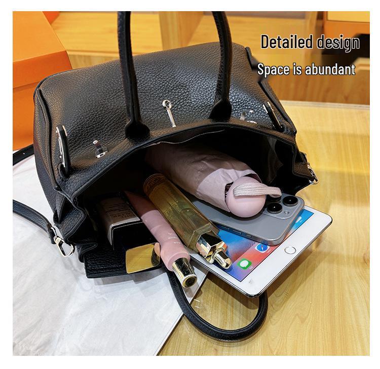 Lyxig handväska med litchi-korn: Stilfull, Mångsidig, Enaxlad & Crossbody Damväska