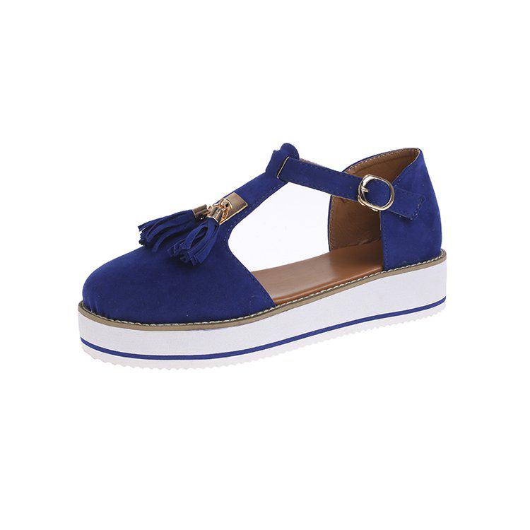 2020 Summer Tassel Buckle Strap Thick Sole Plus Size Women's Casual Sandals
