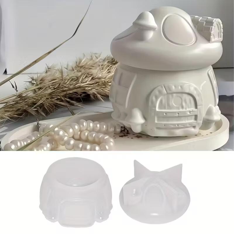 

1Set 3D Mushroom House Silicone Molds Silicone Mushroom Molds for Epoxy Resin Plaster Concrete Cement Casting