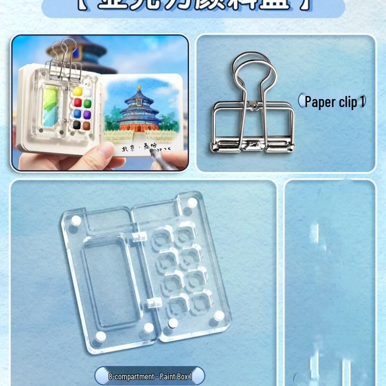 Mini Watercolor Walnut Box: Portable Travel Sketchbook & Palette