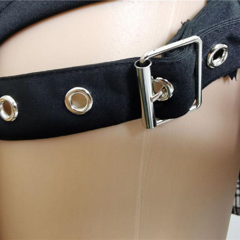 Saia gótica plissada punk mini saia estilo preto perna gravata meia saia saia irregular calças