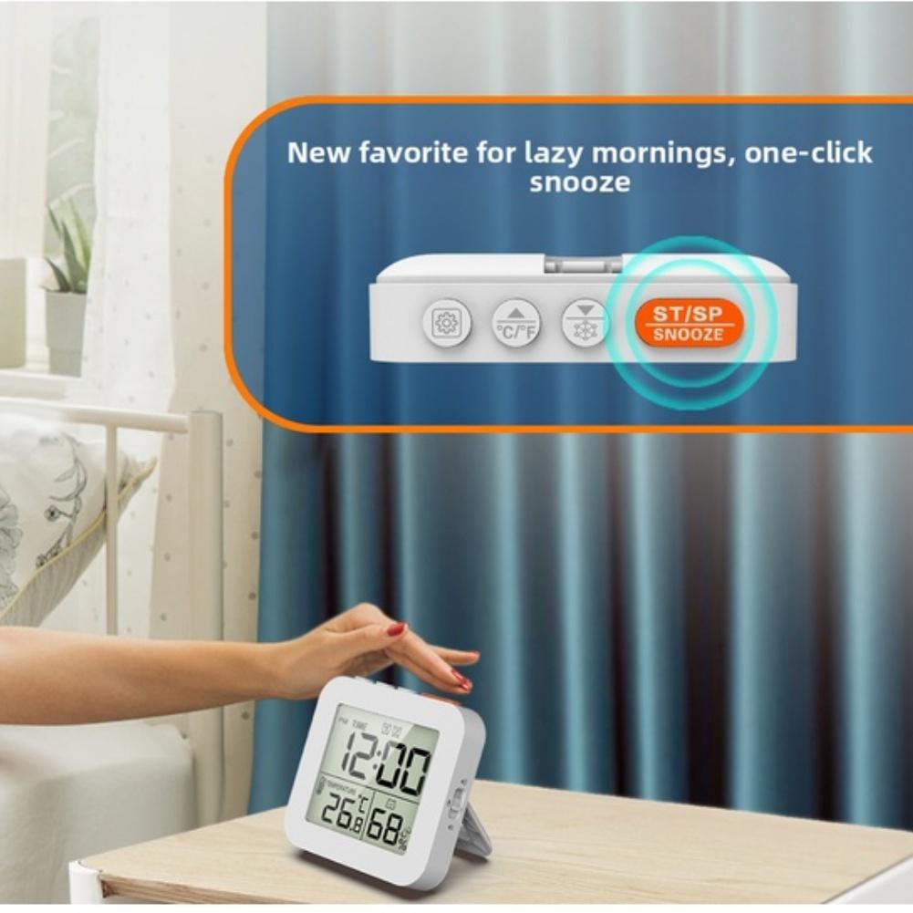 LCD Electronic Clock Timer With Temperature Humidity Display 2 Alarms Countdown Alarm Clock Digital LED Clock For Bedroom Office