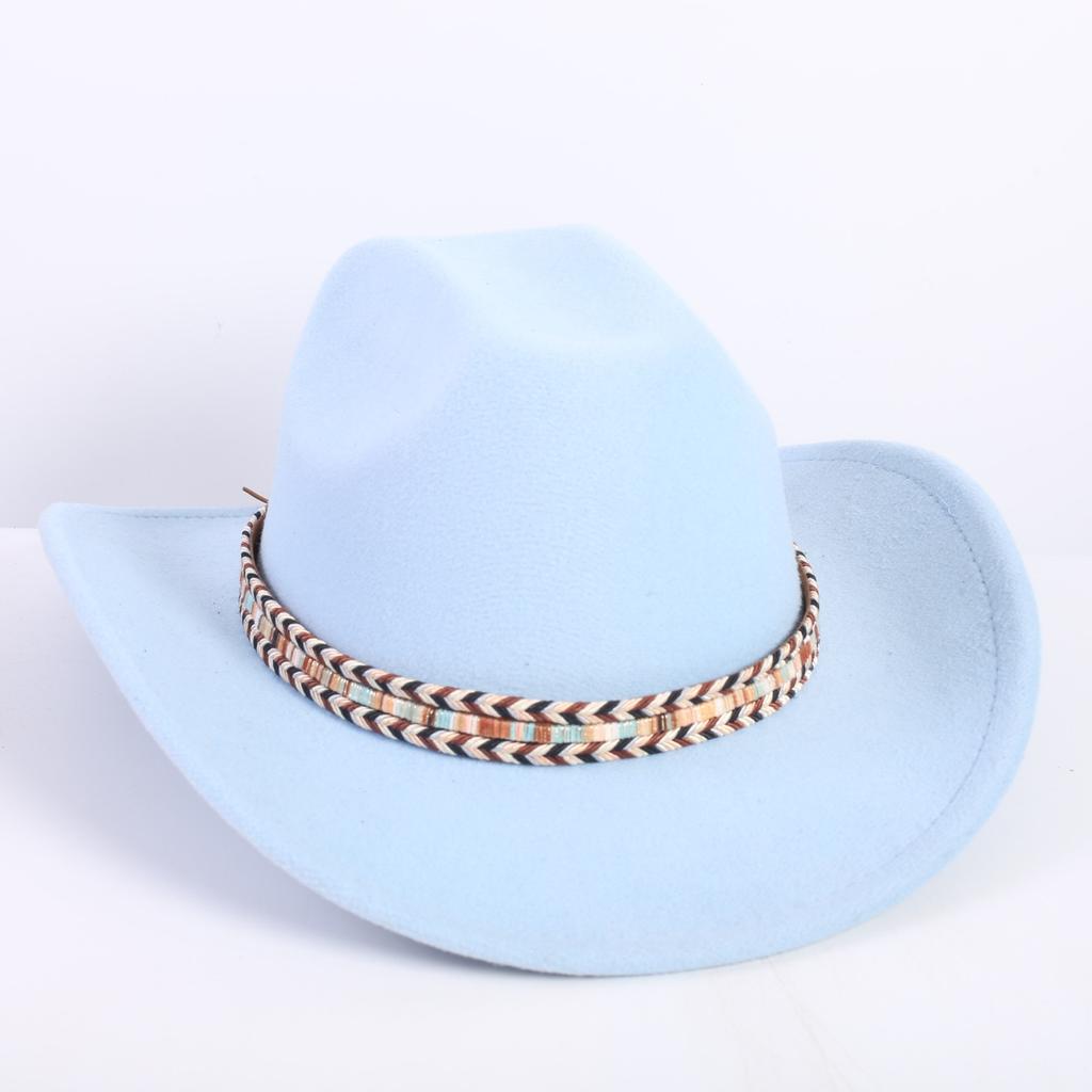 Popular European and American Fashion OL Style One-word Cowboy Hat Men's and Women's High-end Top Hat Jazz Hat Felt Hat