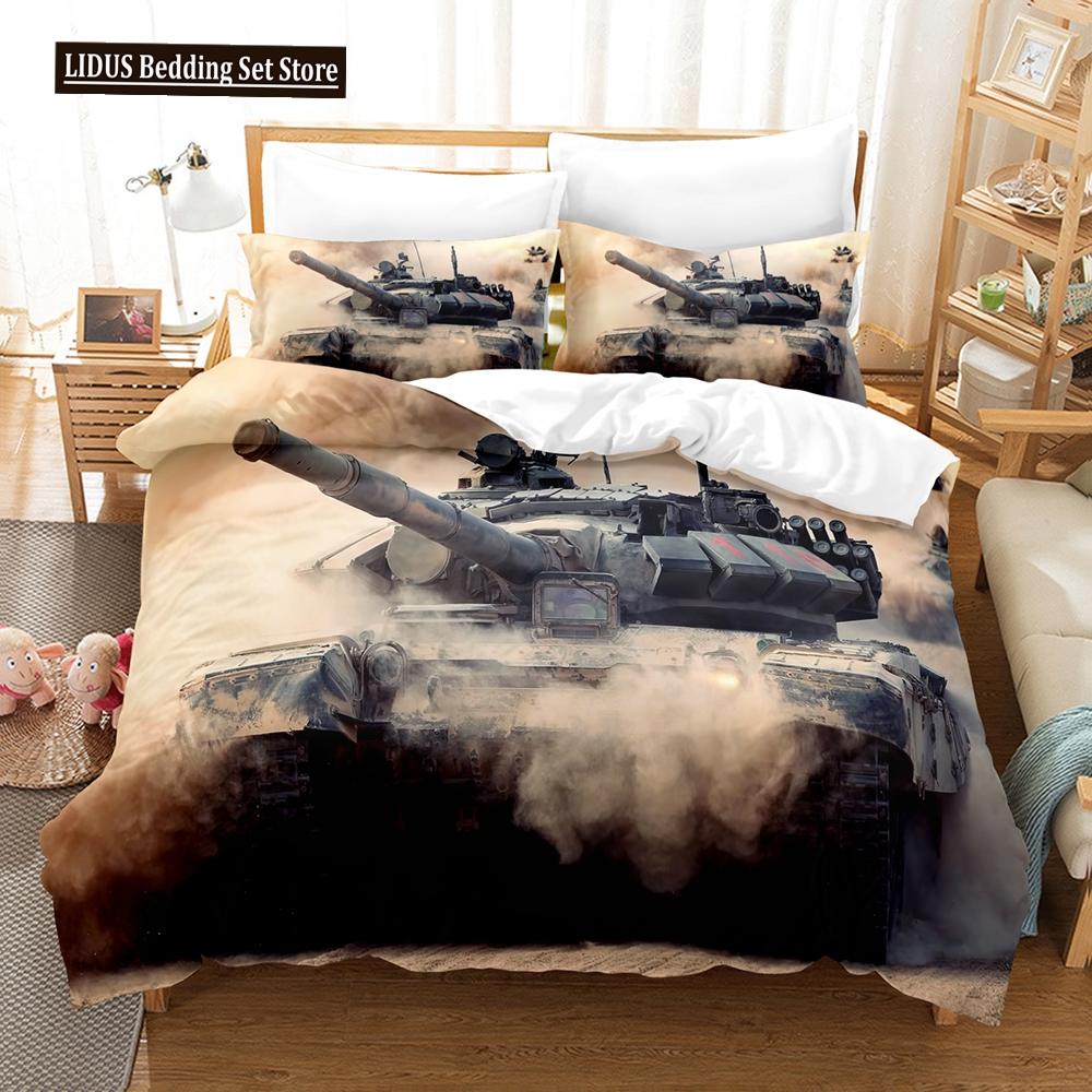 3D Tank Duvet Cover Tank Print War Military Weapon Theme For Children Teens Women Men Gifts For Bedroom Decorations Queen King