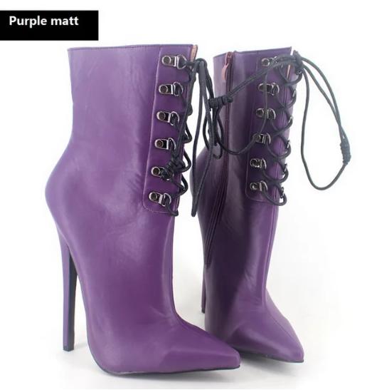 

Модные женские сценические туфли для танцев FHC Фетиш Короткие ботинки, Мужской кроссдрессинг Косплей Боты, Острый носок, Боковая молния, 18 см, Индивидуальные цвета 39