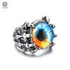Gothic Dragon Claw Eagle Talon Ring Adjustable Open Band Evil Eye Blue Crystal Gothic Punk Jewelry for Men Women Unisex Vintage