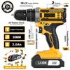 20V Keyless Chuck Electric Screwdriver Set Cordless Impact Drill Variable Speed Max Drilling 30mm Battery