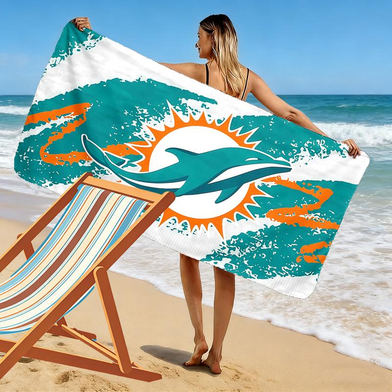 Miami Dolphins2 Print Beach Towel, Large Soft Quick Dry Towel for Beach Camping Swimming