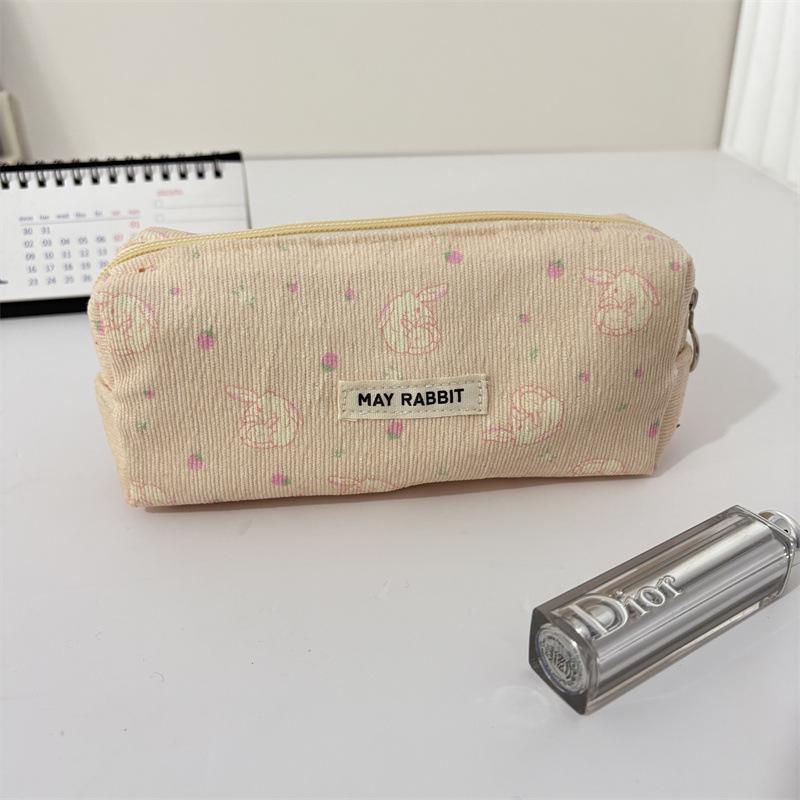 High-End Retro Corduroy Pencil Case: Large Capacity Student Stationery & Portable Makeup Bag