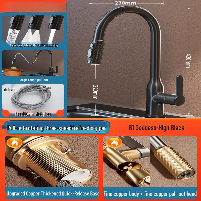 Copper Pull-Out Kitchen Sink Faucet