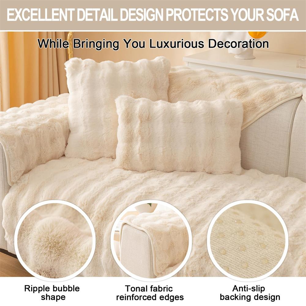 Soft Fluffy Faux Fur Plush Sofa Cover Slipcover Non-slip Furniture Protector 1/2/4 Seate Couch Covers for Living Room Home Decor