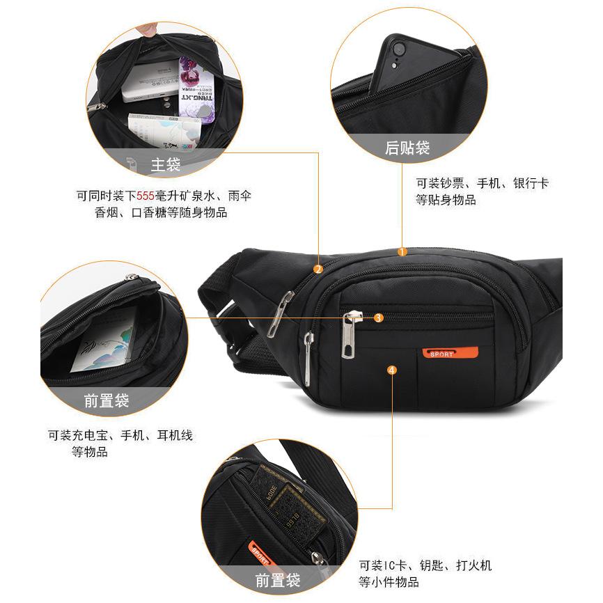 Fanny Pack Men's New Waterproof Running Bag Strong and Durable Mobile Phone Bag Men's Mobile Phone Belt Bag