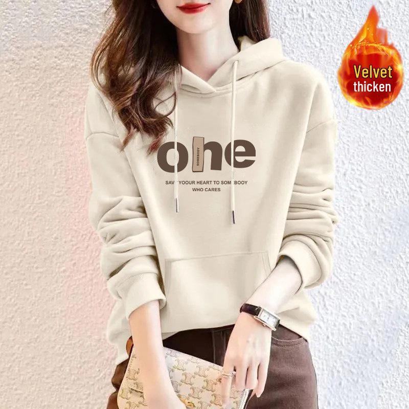 Women's Pure Cotton Bear Print Hooded Pullover Sweatshirt, Long Sleeve, Niche Design, New Spring & Autumn Style
