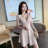 Nightclub women's clothing fashion deep v low-cut waist to cover the belly a-word skirt temperament backless small pendulum skirt night sexy dress
