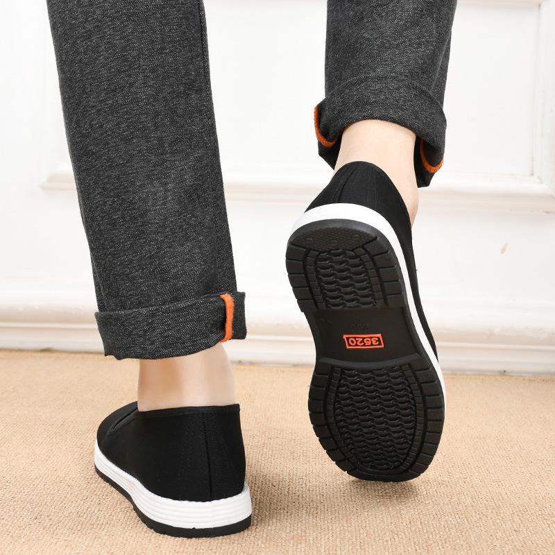 Ekte [Jihua Malurt] Gamle Beijing stoffsko med flat såle, lasagne myk såle, slitesterke, sklisikre og pustende fritidssko for menn