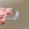 Trendy Exquisite Silver Color Shining Brightly Zircon Geometric Circle C-shaped Hoop Earrings for Women Korea Designer Jewelry