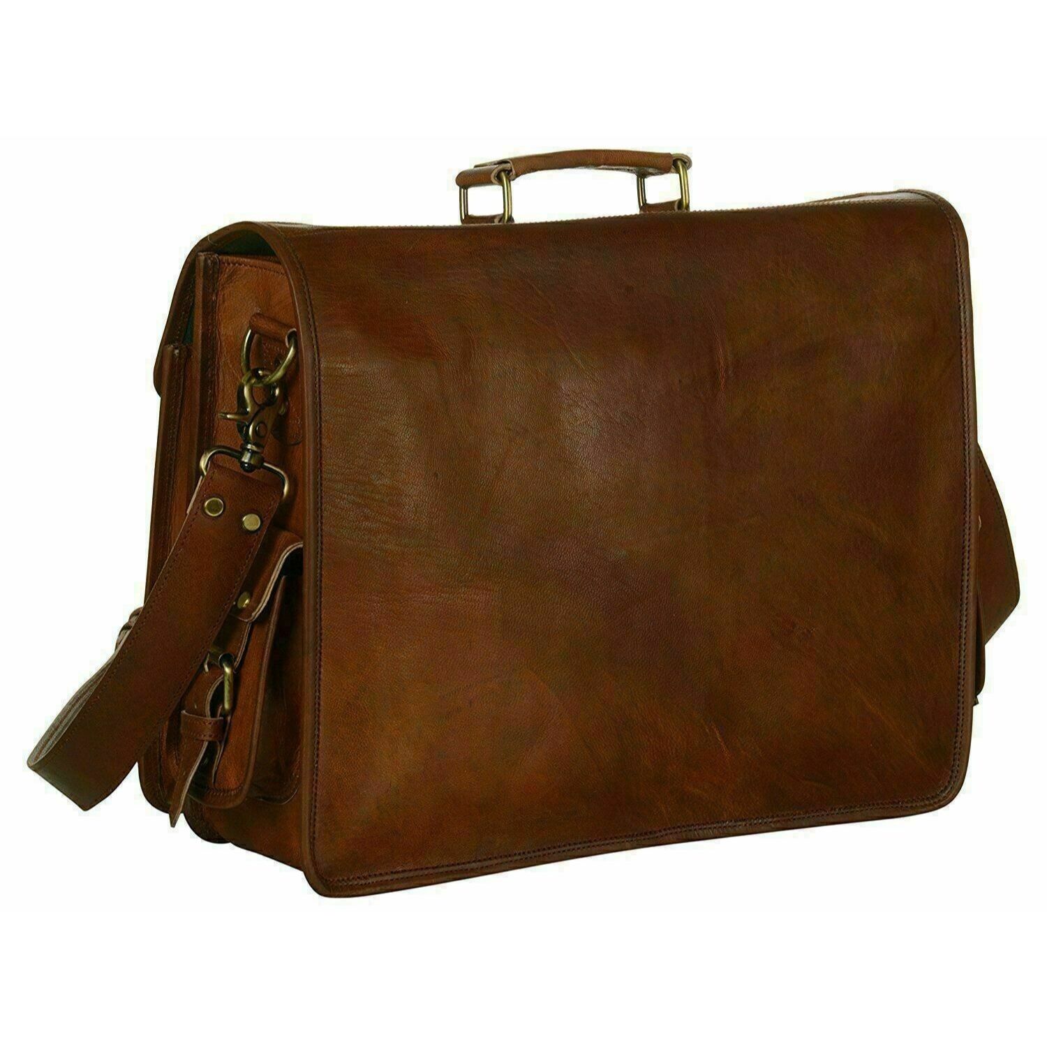 Новый мужской портфель для ноутбука из натуральной винтажной кожи — фото 4