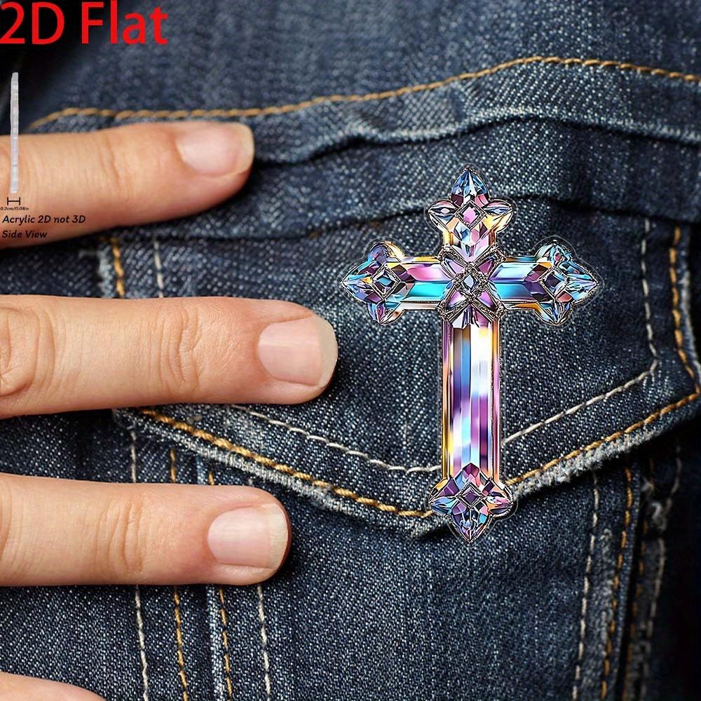 2D Cross Acrylic Brooch 1PC Clothing Accessory for Sweater Scarf Coat