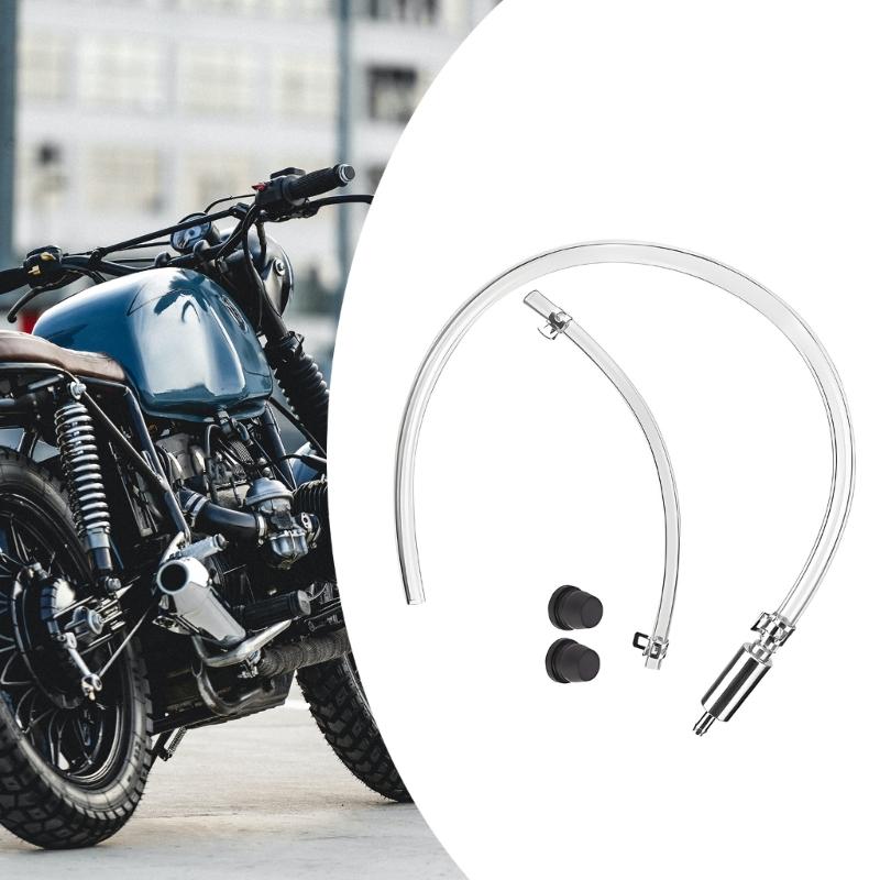 Motorcycle Maintenance Hose Kit with Clear Flexible Tube and Metal End Piece for Fluid Line Work and Garage Use