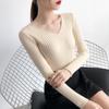 Autumn and Winter V-neck Knitted Sweater for Women Fashion Slim Fit Long Sleeve Base Pullover Sweaters Tops Ladies Elegant Solid Woman Knitwear 24978