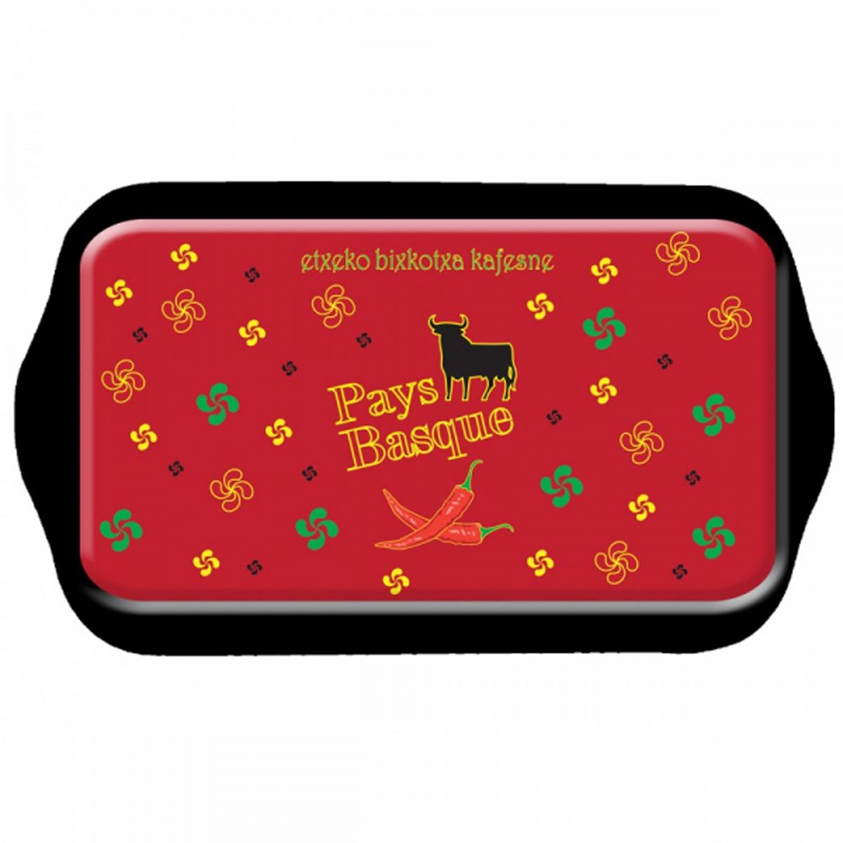 

Les Trésors De Lily [R1968] - Большой поднос Pays Basque красно-черный (бык) - 48. 5x31см