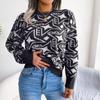 Autumn and Winter Contrasting Color Star Long-sleeved Casual Knitted Sweater