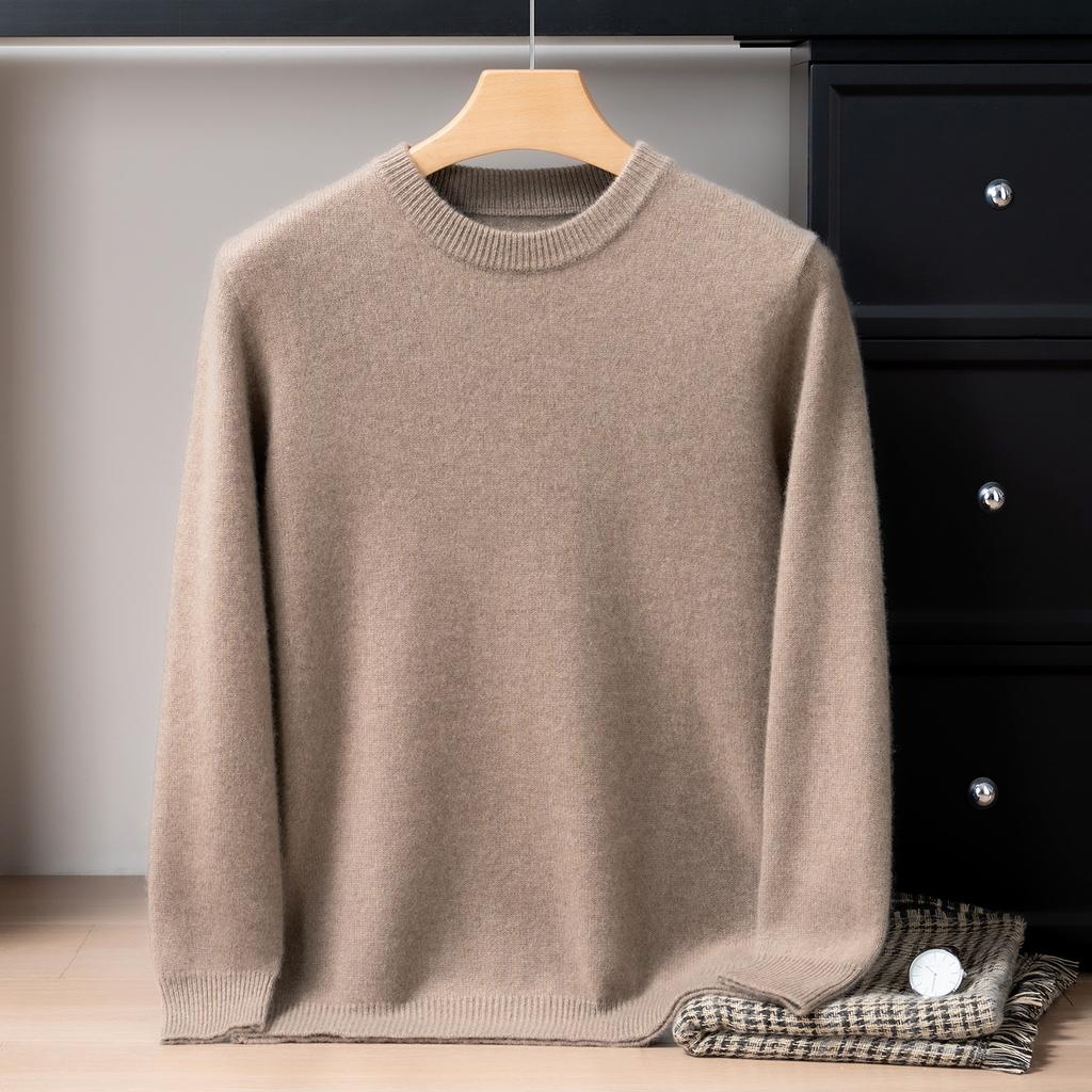 Albas Hill Cashmere Sweater Men's Round Neck Double-strand Thickened Pure Cashmere Sweater Knitted Base
