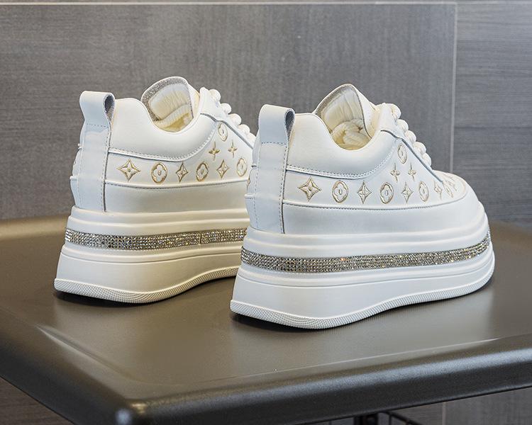 2025 Women's Genuine Leather Rhinestone Espadrilles: Versatile, Casual Spring/Autumn Sneakers