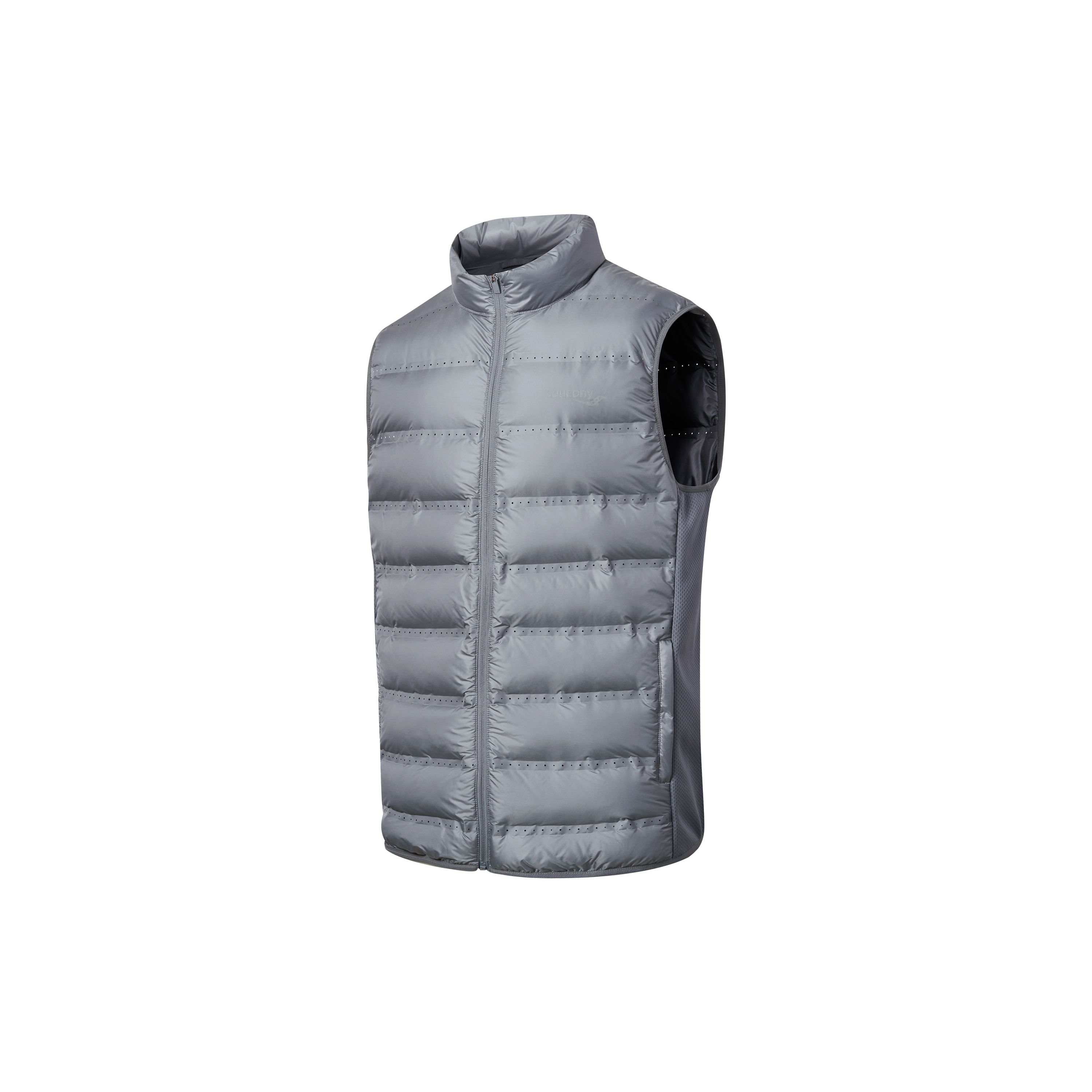

SAUCONY Однотонный повседневный жилет с воротником на молнии для мужчин, светло-серый SC2249115A-MT06 XL