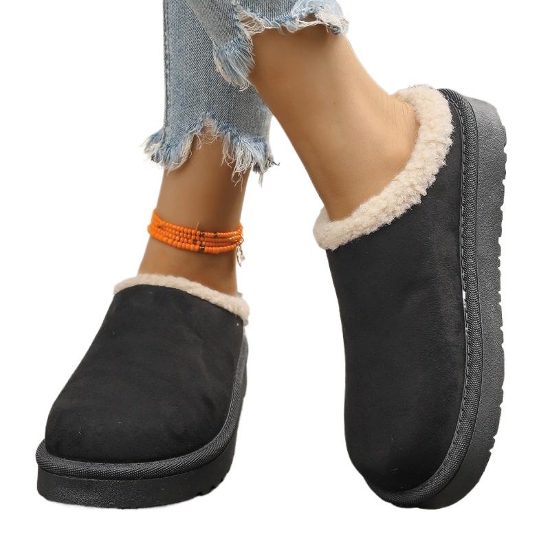 Fashion Ladies Shoes 2025 New Closed Toe Women's Slippers Fashion Outdoor Casual Winter Plus Velvet Keep Warm Comfortable Flat Slippers