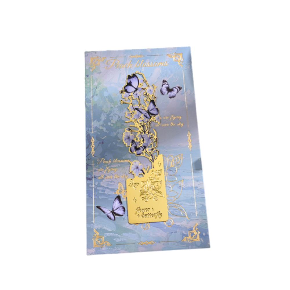 

2Pcs Bronzing Painting Metal Bookmark Golden Hollow Reading Bookmark Book Separator Student Reading Style 2