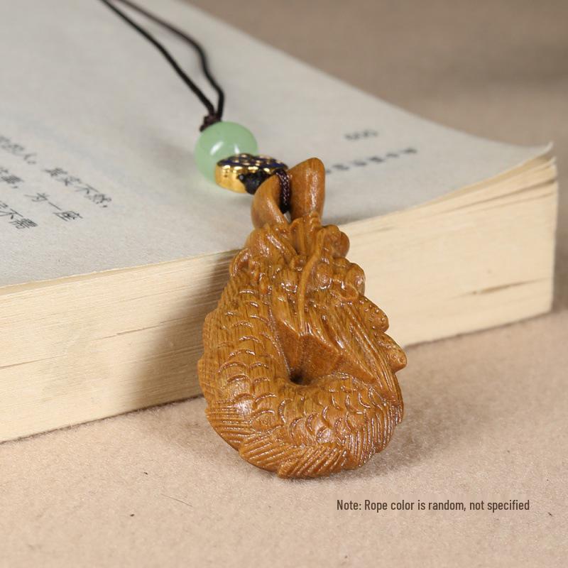 Sandalwood Dragon Zodiac Phone & Keychain Pendant Car Ornament About 44*24*15mm