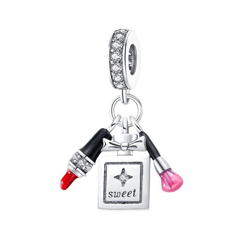S925 Silver Goddess Series Perfume Lipstick High Heels Bags Charm Beads