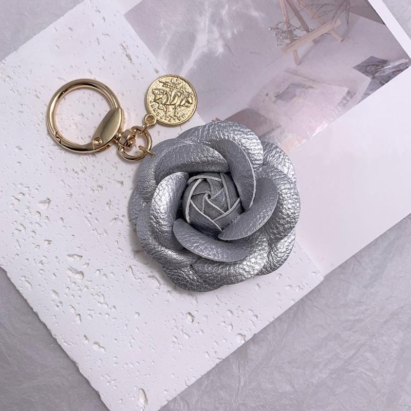 1PC DIY Pendant Gift Bag Pendant High-End Key Storage Vintage Car Keychain Exquisite Camellia Shape Fashion Multicolor