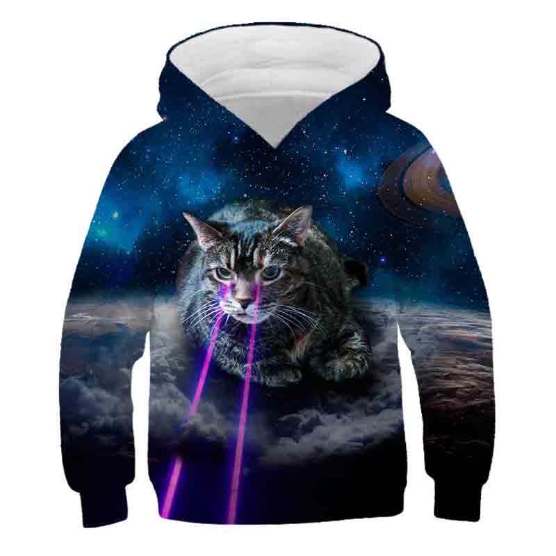 Boys Girls Cute Cat 3D Print Hoodie Children Hooded Pullover Sweatshirt Fashion Child Hoodies Kids Casual Tops Clothing