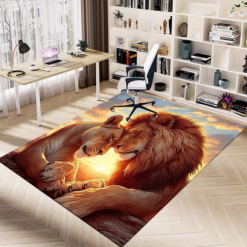 1PC Lioness Lion Non-Slip Floor Carpet Compatible for Office&Living Room&Dining room - Flat-Weave Machine- Soft & Pattern-E318